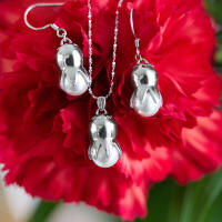 Elegantes Blumen Schmuckset mit Perle aus 925 Silber I Glockenblumen