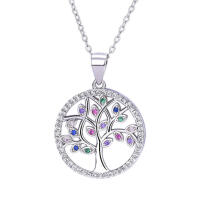 Great colorful tree of life pendant with sparkling...
