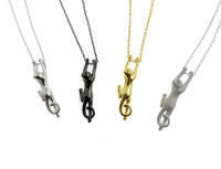 Climbing Three-dimensional Cats: Necklace with Black Cat in 925 Silver