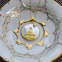 Pendant woman church gold plated
