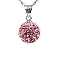 Unique ball pendant Shamballa pink made of 925 silver...