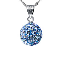 Unique ball pendant Shamballa blue made of 925 silver...