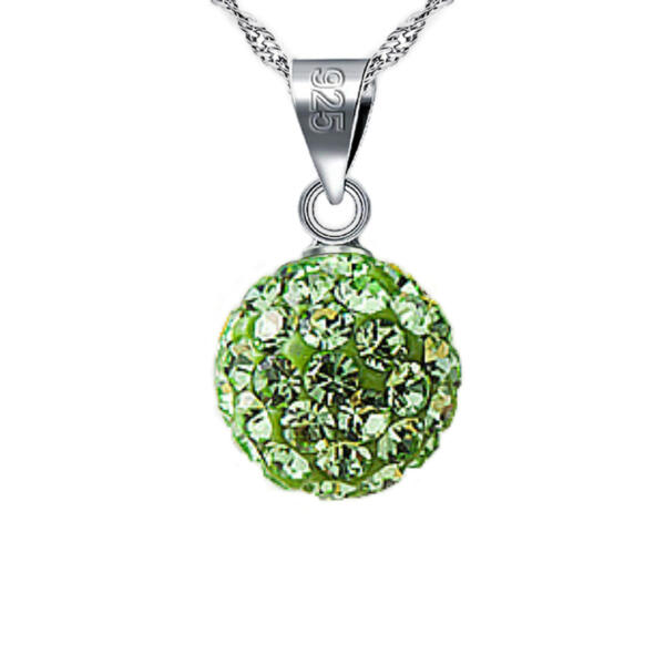Special ball pendant Shamballa Green made of 925 silver with zirconia