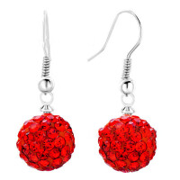 Incredible Fire Red Ball Earrings made of 925 silver and...