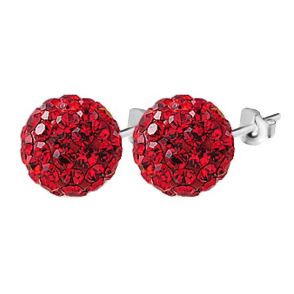 Special glitter Red ball stud earrings made of 925 silver