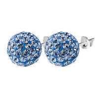 Special glitter blue ball stud earrings made of 925 silver