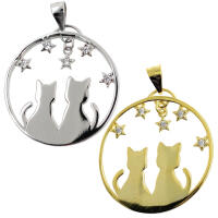 Impressive cat pendant with stars and 2 kitties made of...