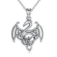 Unique dragon pendant with triskele made of 925 silver...