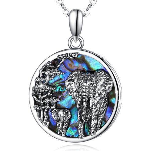 Extraordinary elephant pendant with pearl oxidized 925 silver