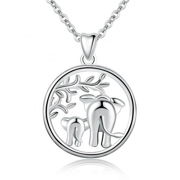 Anhänger Elefant aus 925 Silber rhodiniert Eli Mama mit Kind I WOW