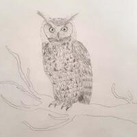 Pendant owl with moon