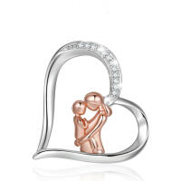 Extraordinary mother and child rose love pendant 925 silver