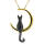Luna jewelry set black cat on golden moon made of 925 silver