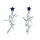 Special large fairy stud earrings made 925 silver with blue zirconia