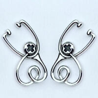 925 silver earrings syringe and stethoscope Dr. made of 925 silver