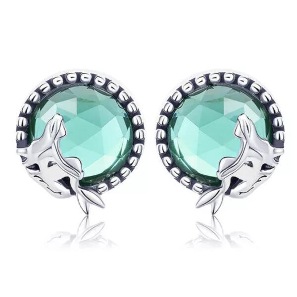 Stud earrings mermaid with green zirconia