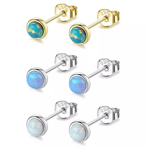 Stud syn. earrings opal in different colors