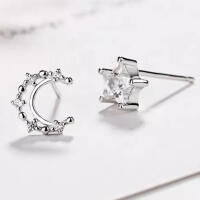 Special moon and star stud earrings made of 925 silver...
