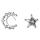 Besondere Mond und Stern Ohrstecker aus 925 Silber mit Zirkonia
