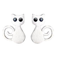 Cool cats with blue zirconia eyes made of 925 silver matt