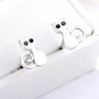 Cool cats with blue zirconia eyes made of 925 silver matt