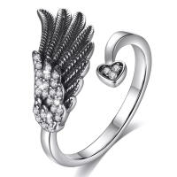 Unique Feather Ring made of 925 Silver with Zirconia