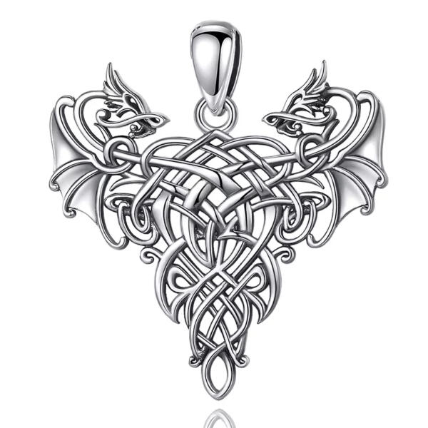 Besonderer Anhänger mit keltischer Knoten und Drachen aus 925 Silber