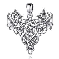 Besonderer Anhänger mit keltischem Knoten und Drachen aus 925 Silber