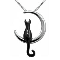 Besonderes Schmuck-Set Katze Mond Halskette Ohrringe aus 925 Silber