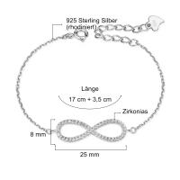 Exklusives 925 Silber Armband Infinity mit Zirkonias
