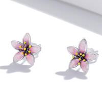 Ohrstecker rosa Blüten mit Emaille