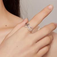 925 Silver Cat and Heart Zirconia Ring in 925 Silver