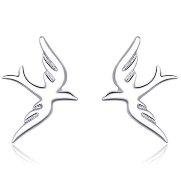 Stylish swallow birds stud earrings made of 925 silver