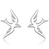 Stylish swallow birds stud earrings made of 925 silver