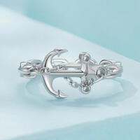 Sweet real 925 Silver Anchor Ring