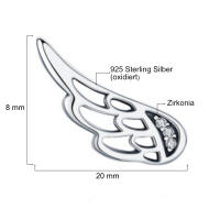 Elegant large wings with zirconia stud earrings 925 silver heavenly