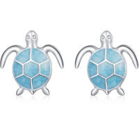 Special turtles with blue enamel, stud earrings made of...