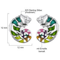 Charming colorful chameleon stud earrings with enamel...
