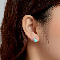 Toucan and palm leaf stud earrings made of 925 silver painted enamel