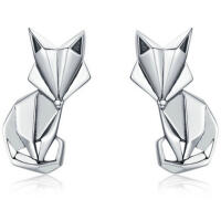 Extraordinary fox stud earrings made of 925 silver,...