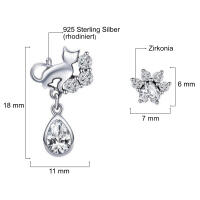 Special cat and paw stud earrings made of 925 silver with...