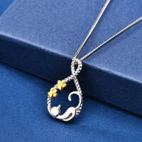 Special pendant cat Infinity with golden paws made of 925...