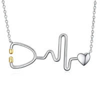 Special necklace stetoscope with heart curve and heart...