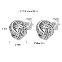 Unique knots with zirconia stud earrings 925 rhodium-plated silver
