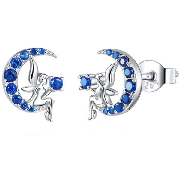 Stud earrings fairy with blue zirconias