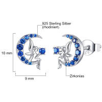 Stud earrings fairy with blue zirconias