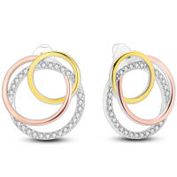 Circles rose, silver, gold with zirconia as stud earrings...