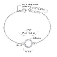 925 Silber Armband mit Zirkonia besetzten Kreis