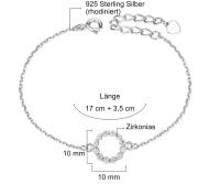 925 Silber Armband mit einem Zirkonia besetzten Kreis