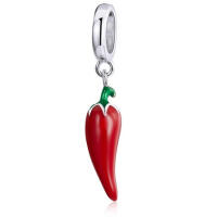 Special pendant chili pepper made of 925 silver with red...